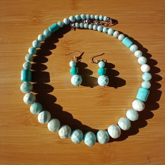 Jay King DTR Aragon and Turquoise necklace and earrings set 925 Sterling Silver.